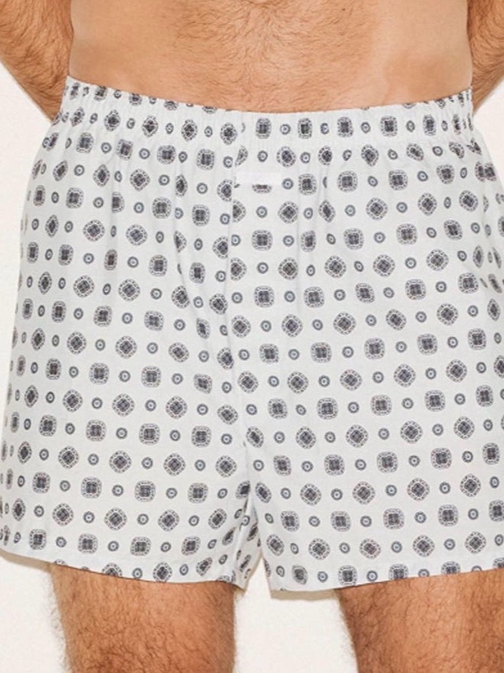 SKIMS White Patterned Cotton Boxer Shorts Small